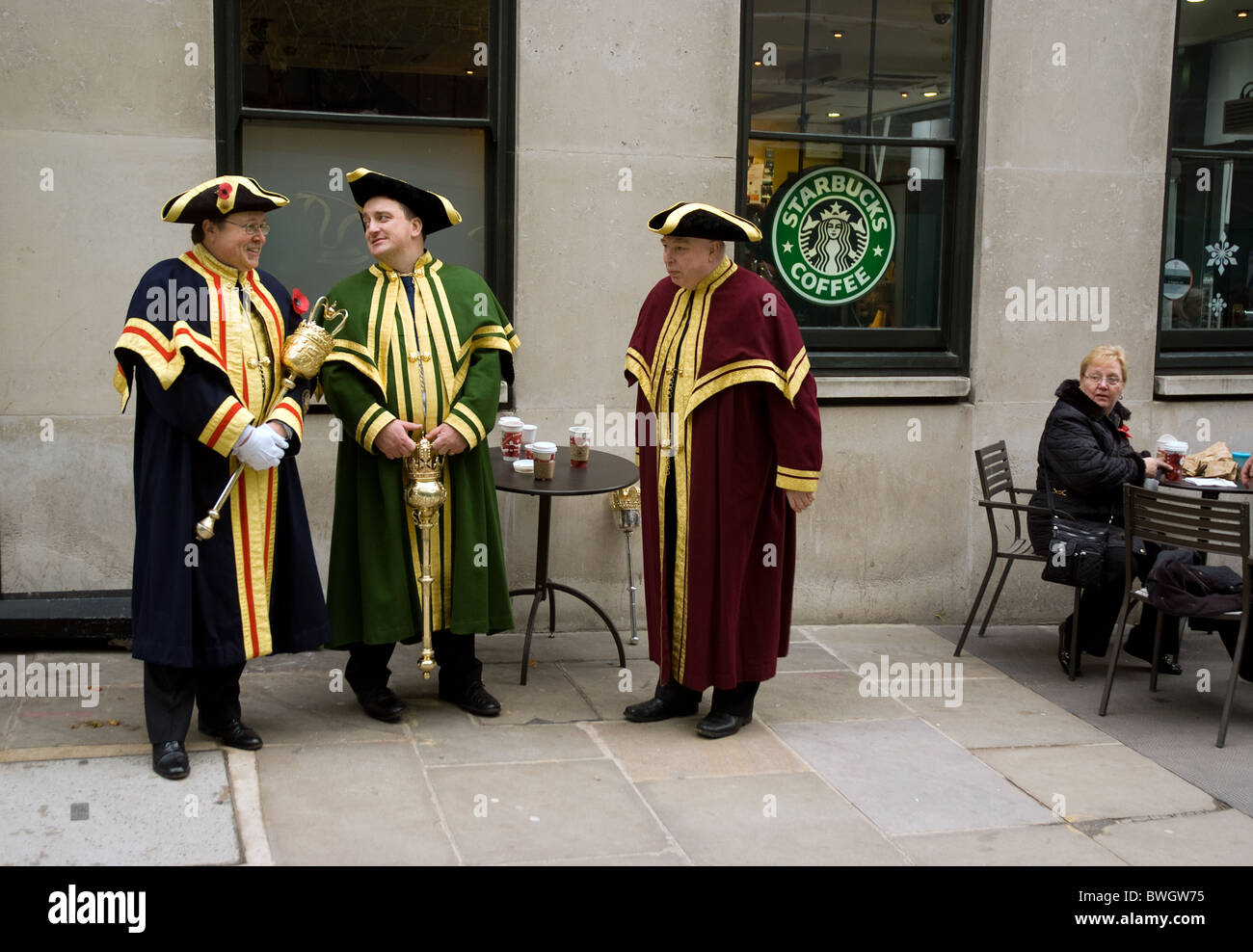 ward`s Beadles taking a break from the Lord mayors show . Stock Photo